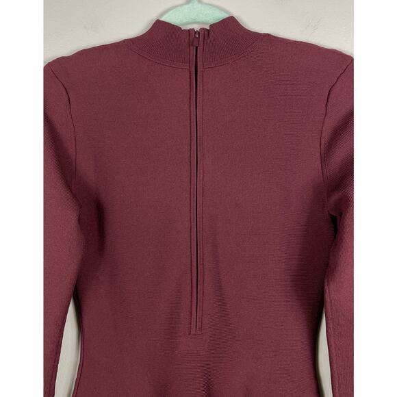 Babaton Sculpt Knit Ambient Dress Rich Maroon Medium Holiday Party Classic NWT - Picture 12 of 15